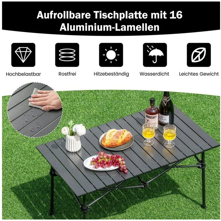 COSTWAY Campingtisch Klapptisch, mit Aluminium-Tischplatte – Bild 3