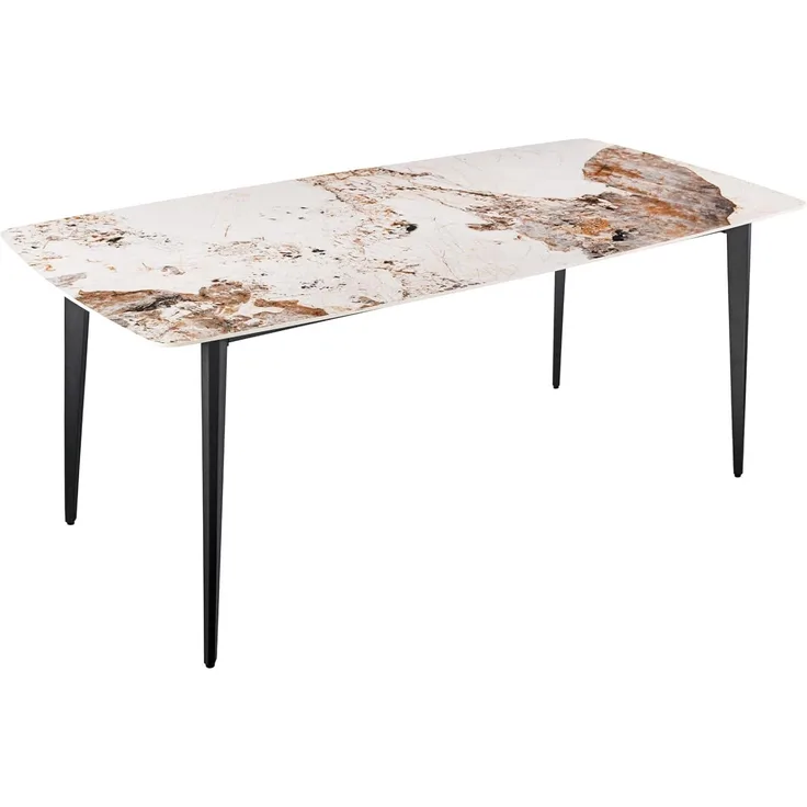 riess-ambiente Esstisch MILANO 180cm weiß-braun / schwarz (Einzelartikel, 1-St), Keramik · Naturstein-Design · Metall · bis 8 Personen · Modern