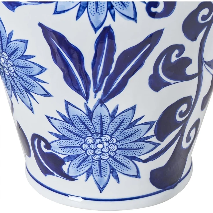 Blumenvase GIRONA 35 cm Porzellan Weiß Blau – Bild 5