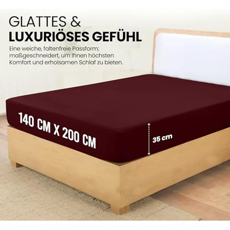 Utopia Bedding - Spannbettlaken 140x200 cm - Burgunderrot - Gebürstete Polyester-Mikrofaser Spannbetttuch - 35 cm Tiefe Tasche – Bild 3