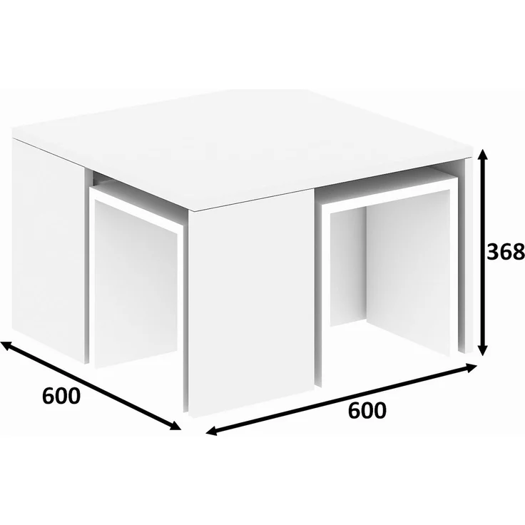 Skye Decor 'Ortanca - White' Couchtisch-Set, Weiß, 60 x 36,8 x 60 cm – Bild 4