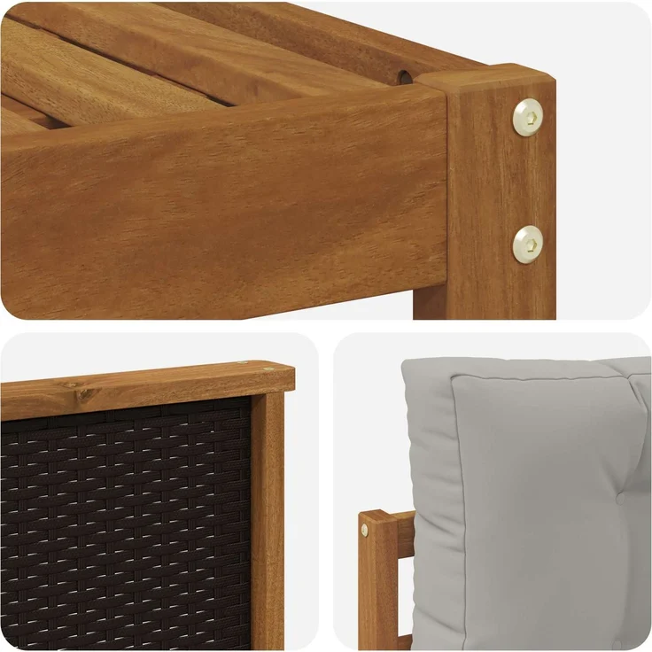 vidaXL Outdoor-Sofagarnitur 7 stk. 7-Sitzer Natur und Hellgrau 3382734 – Bild 6