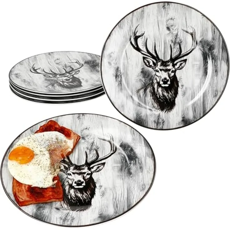 MamboCat Speiseteller 6x Alois Speiseteller Ø27,2cm Porzellan 6 Personen Essteller Hirsch