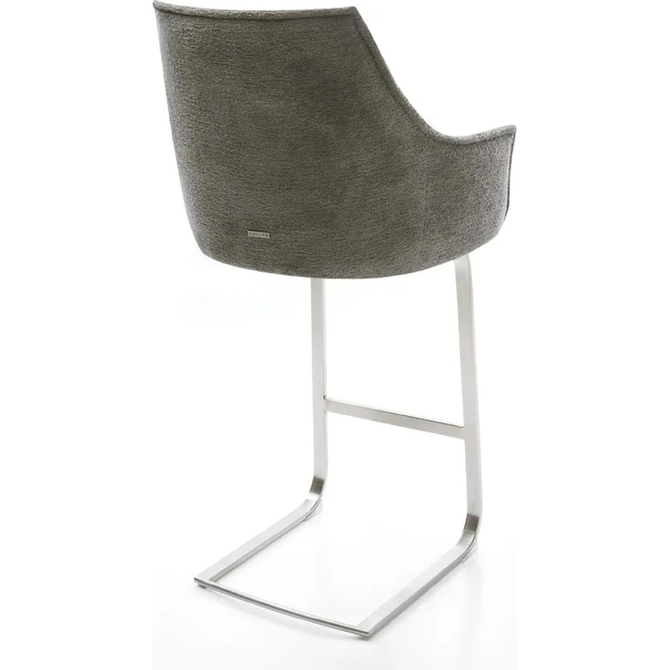 Barstuhl Alja-Flex Bouclé Soft Schlamm Freischwinger Flach Edelstahl Silberfarben Taschenfederkern – Bild 6