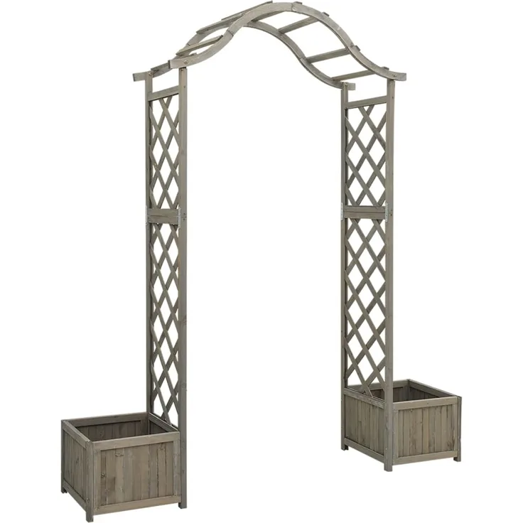 vidaXL Garten-Pergola mit Blumenkasten Grau Massivholz Tanne 316392