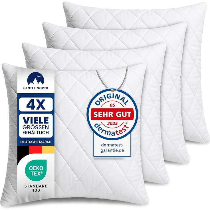 Gentle North Kopfkissen (30x30 cm groß) - 4er Set Kissen für Bett und als Dekokissen - Mit Reißverschluss für Füllung - Sofakissen - Zierkissen für Couch und Sofa - Ökotex - Waschbar bis 60° - Weiß