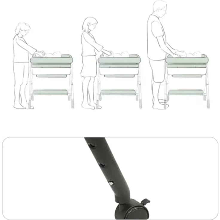 Wickelstation für Baby, Wickeltisch, faltbar, tragbar, Wickeltisch, faltbar, tragbar, mit Aufbewahrungskorb, maximale Belastung von 25 kg,80 x 63 x 93–99 cm (Grauweiß) – Bild 2