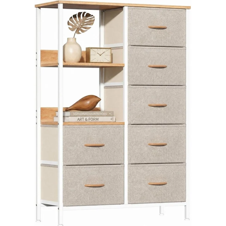 Refined Living Kommode Schubkastenkommode mit 2/4/5 /7/8/9 Schubladen stabilem Stahlrahmen (Große Kapazität Aufbewahrungsmöbel, Komodenschrank, Stoffkommode, Sideboards wasserdicht für Wohnzimmer Kinderzimmer, Flur, Schlafzimmer), Ankleidezimmer, Platz... – Bild 1