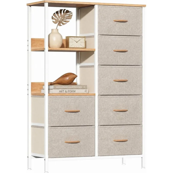 Refined Living Kommode Schubkastenkommode mit 2/4/5 /7/8/9 Schubladen stabilem Stahlrahmen (Große Kapazität Aufbewahrungsmöbel, Komodenschrank, Stoffkommode, Sideboards wasserdicht für Wohnzimmer Kinderzimmer, Flur, Schlafzimmer), Ankleidezimmer, Platz...