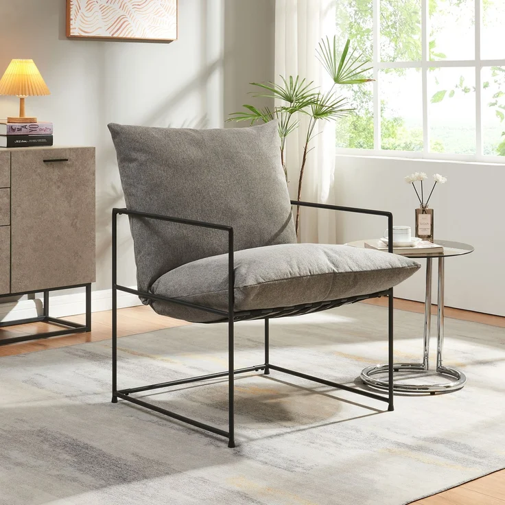Sessel Utsjoki 90x61x70 cm Schwarz/Dunkelgrau [en. casa] – Bild 1