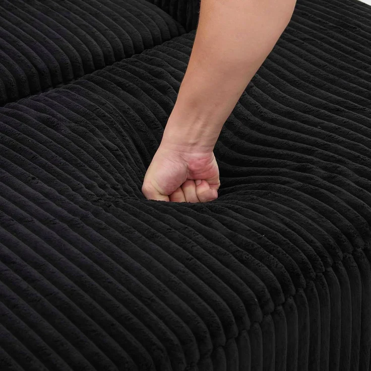 Ball & Cast Reading Chair, Big Sessel mit Rückenlehne und Fußstütze, Lesesessel Bequem XXL aus Kordsamt, Montagefrei, 147 x 110 x 67 cm, Schwarz – Bild 7