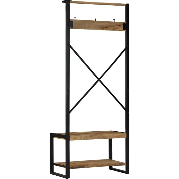 vidaXL Kleiderständer 80x40x190 cm Raues Massivholz Mango 4015961 – Bild 3