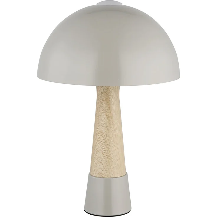 Retro Tischleuchte Pilz, Holzoptik, Grau matt, H 36,5 cm – Bild 9