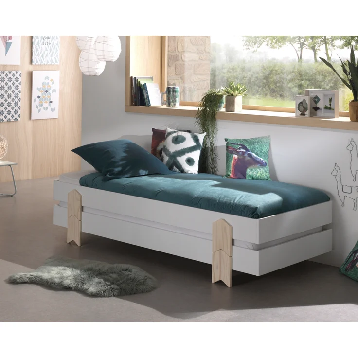 Stapelbett >Moldulo< 2er Set, Lattenrost, weiss lackiert - je 203,6x27,5x93,8cm (BxHxT) – Bild 2