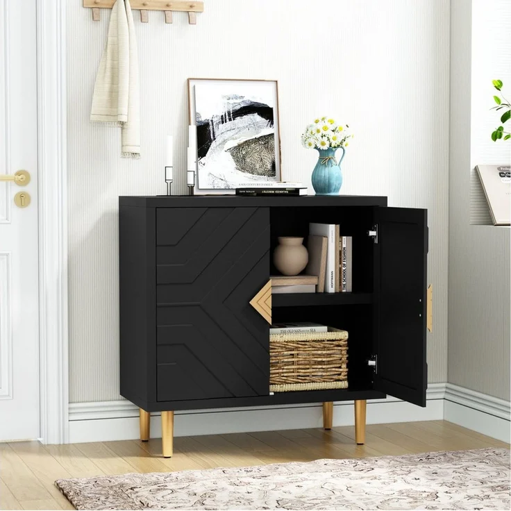 HOLTICO Sideboard Schrank für Wohnzimmer, Küche, Schlafzimmer (1 St), Kommode mit 2 Türen, Küchenschrank, Aufbewahrungsschrank – Bild 4