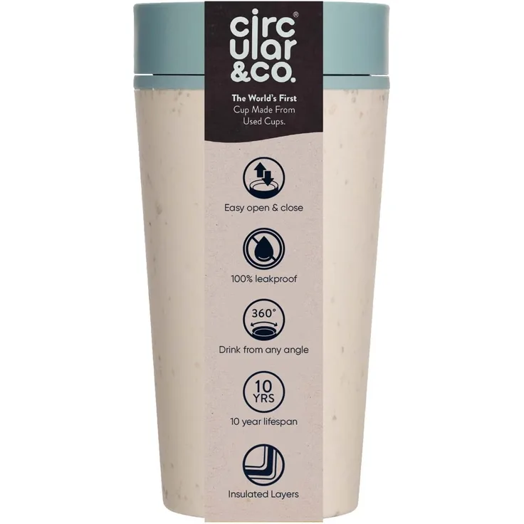 CIRCULAR CUP Coffee to Go Becher 340ml Creme Blau Kaffeebecher Tee