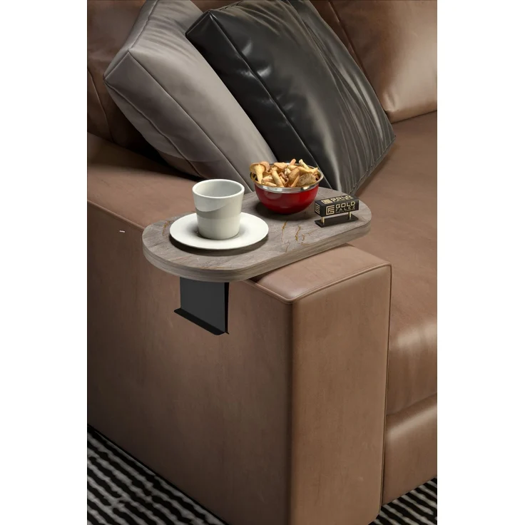 Verstellbarer Sofa-Arm Beistelltisch 70 x 60 cm Spanplatte Grau 89321759 [en. casa] – Bild 2