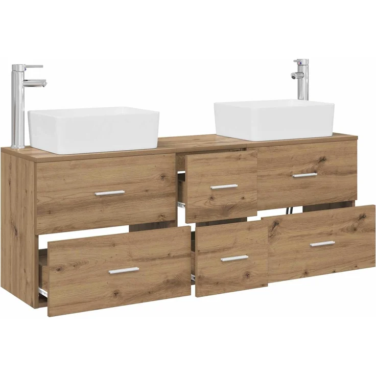 vidaXL Badezimmerschrank-Set 3 stk. Artisan-Eiche 136 x 35 x 80 cm 3405866 – Bild 3