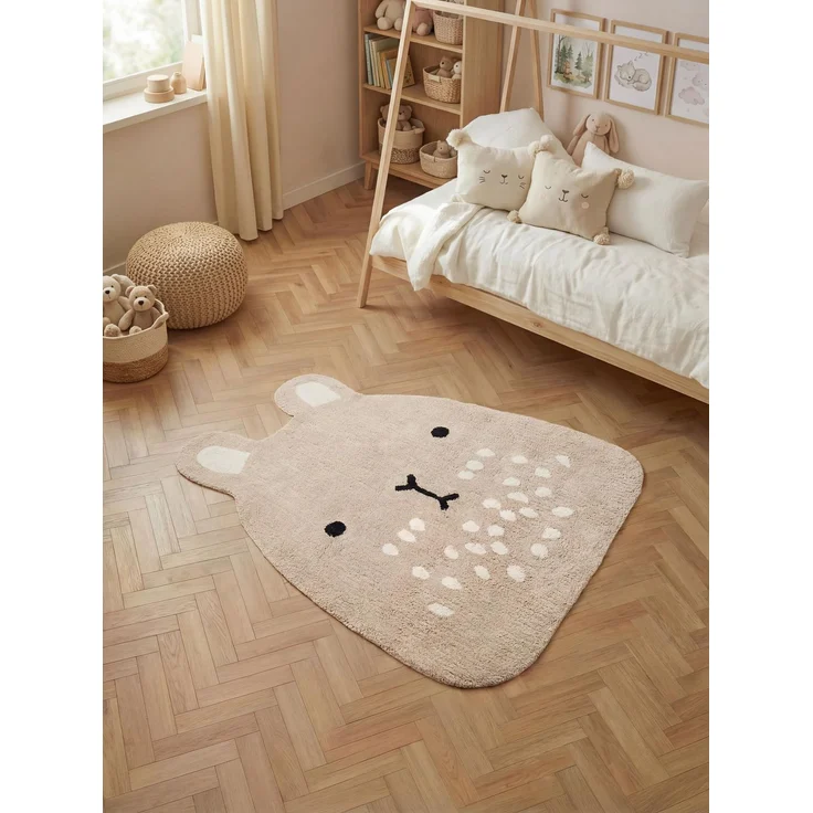 Hanse Home Kinderteppich Pucki - Pflegeleichter Teppich Junge Mädchen, rutschfest & Waschbarer Formteppich Hase, Kinderzimmer Weicher Spielteppich, Spielunterlage - Beige, 120x152 cm
