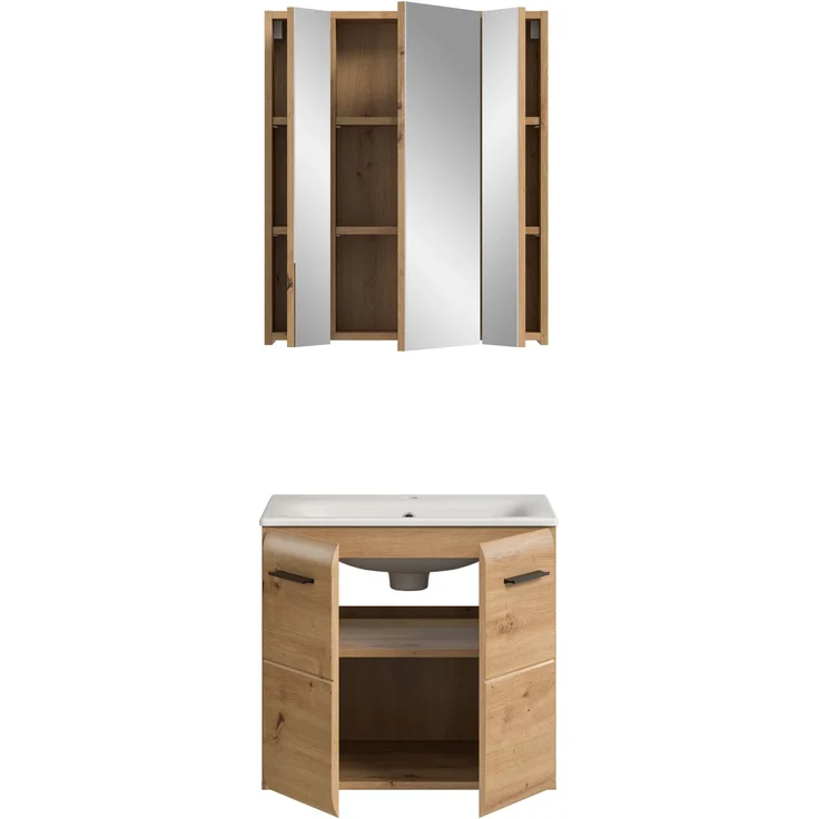 Badkombination (B/H/T: 60x185x46 cm) in Artisan Oak Nachbildung und Artisan Oak Nachbildung – Bild 3