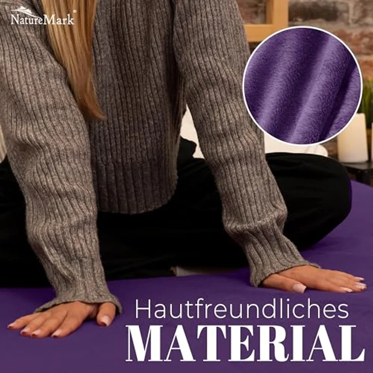NatureMark Spannbettlaken Winter Thermo Fleece Spannbettlaken, 80% Baumwolle und 20% Polyester, Gummizug: rundum, (1 Stück), 180x200 cm bis 200x200 cm - Lila – Bild 7