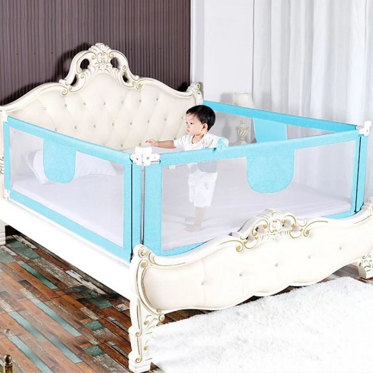 JEOBEST Bettschutzgitter Bettgitter, Kinderbettgitter Babybettgitter, Sicherheitsschutz, Rausfallschutz Bett [Eine Seite] 150 cm/180 cm, aus Metall – Bild 3