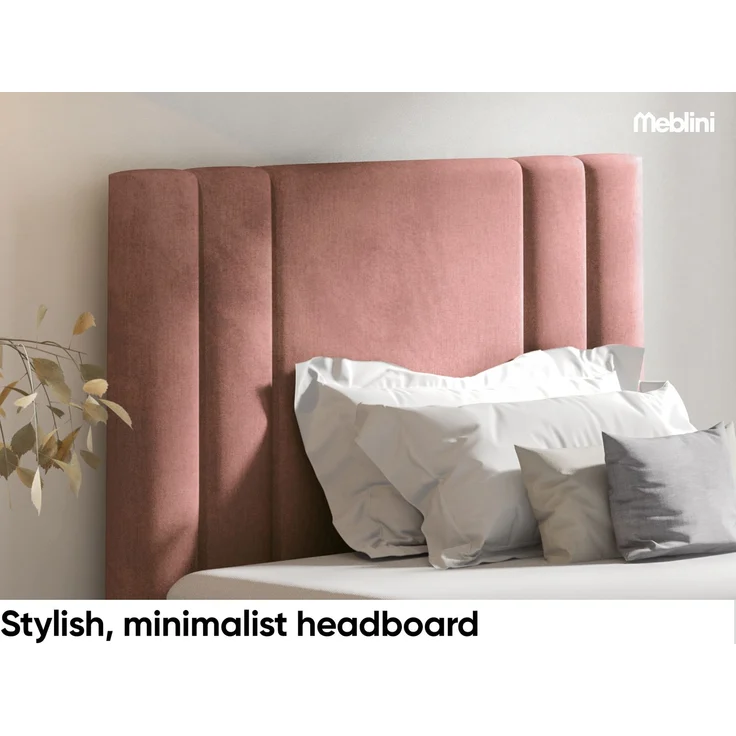 MEBLINI Kinderbett mit Bettkasten CARDI 90x200 Links – H3/Rosa Samt Gepolstert Einzelbett mit Matratze - Polsterbett mit Stauraum - Bett mit Kopfteil – Stauraumbett – Bild 3