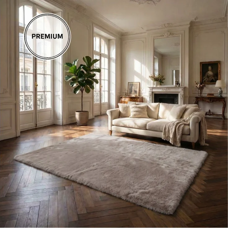 OTTO home Fellteppich Balu, in Standard- und Premium-Qualität, 20 mm oder 38 mm Höhe, rechteckig, Höhe: 20 mm, Kaninchenfell-Haptik, kuschelig, weich, Kunstfellteppich, Wohnzimmer – Bild 1