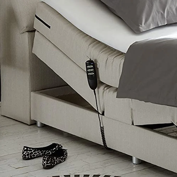 Lomadox Boxspringbett CONCORD3M-09, elektrisch verstellbar, 120x200 cm, 7-Zonen-Tonnentaschenfederkern, Artemis 1 Ivory creme – Bild 4