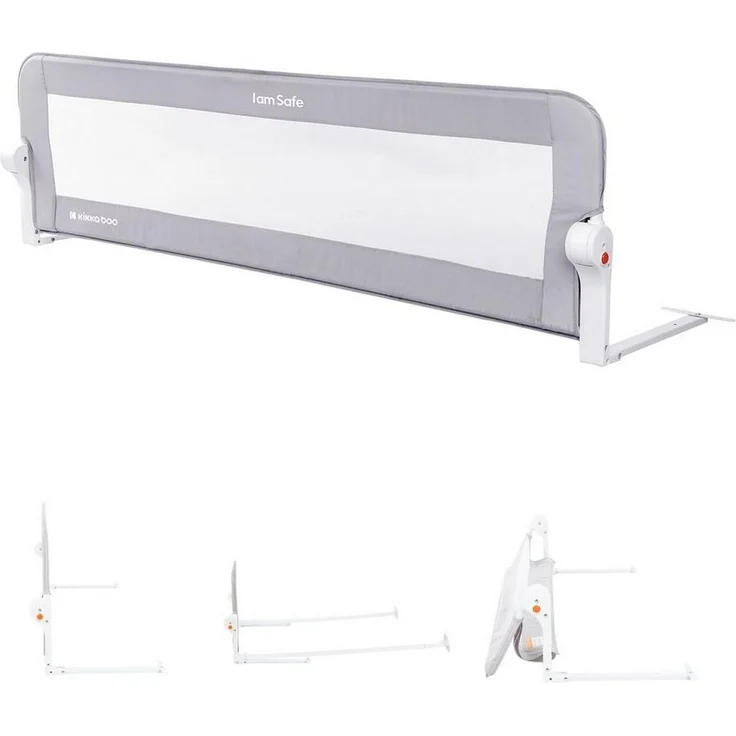 Kikkaboo Bettschutzgitter I am safe 150 cm, klappbar, Bettgitter, ab 18 Monaten hellgrau – Bild 1