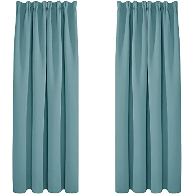 Deconovo Blickdichte Vorhänge mit Kräuselband Gardinen UV-Schutz Himmelblau | 2er Set, H 175 x B 140 cm, Thermal Curtains, Schlafzimmer Gardinen, Schlafzimmer Vorhänge, für gegen Hitze, UV-schutz – Bild 8