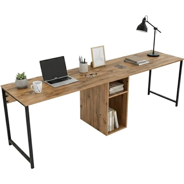 Dmora Schreibtisch Caprioli 240 x 60 x 74h cm Braun, Regal, Fach – Bild 3