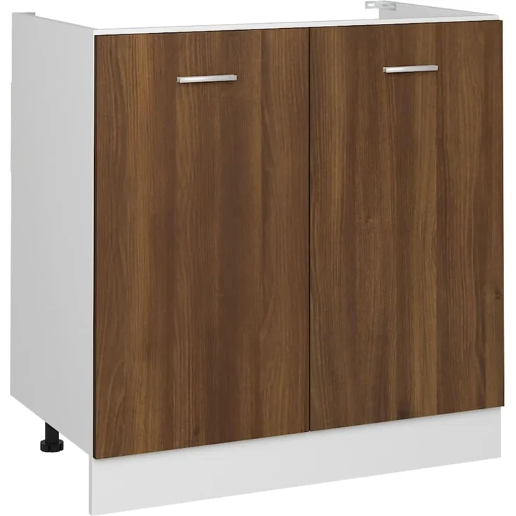 vidaXL Spülenunterschrank, Spülenschrank mit viel Stauraum, Küchenschrank mit 2 Türen, Küchenunterschrank Unterschrank Küche, Braun Eiche-Optik Holzwerkstoff – Bild 1