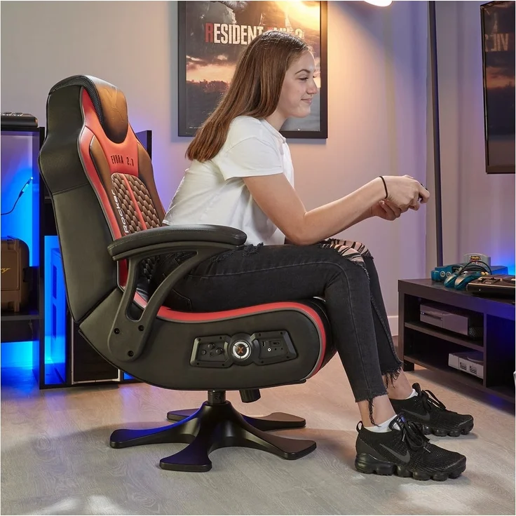 X Rocker Evora 2.1 Gaming-Sessel mit Wireless Audiosystem und Vibrationsmotor - schwarz/rot – Bild 3