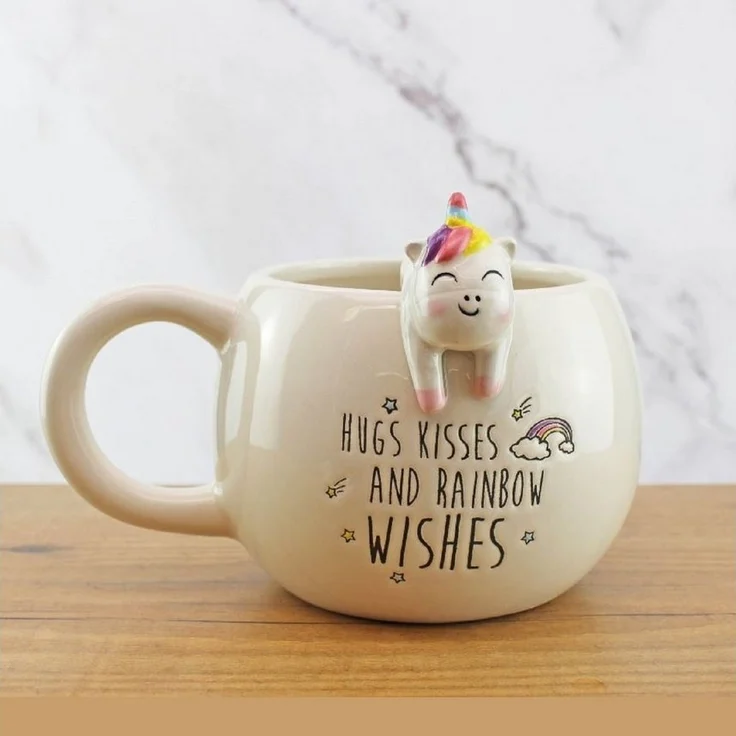 Winkee Tasse Tier Kaffeebecher mit Einhorn-Figur und Spruch – Bild 4