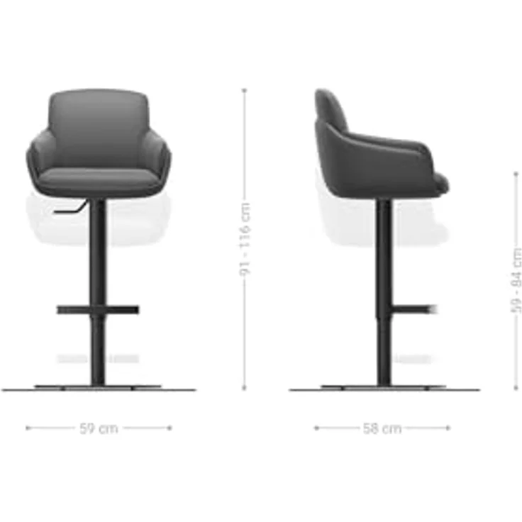 Barstuhl Luan-Flex Bouclé Soft Beige Drehfuß höhenverstellbar Edelstahl Silberfarben – Bild 7