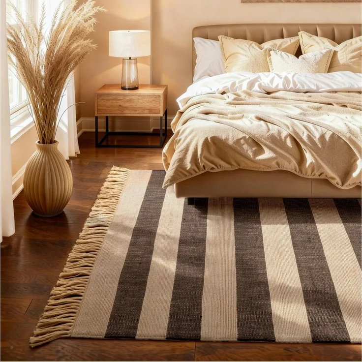 HANSE Home Teppich Playa, rechteckig, Höhe: 6 mm, Jute, Handgemacht, Naturteppich, Wohnzimmer, Läufer, Fransen – Bild 1
