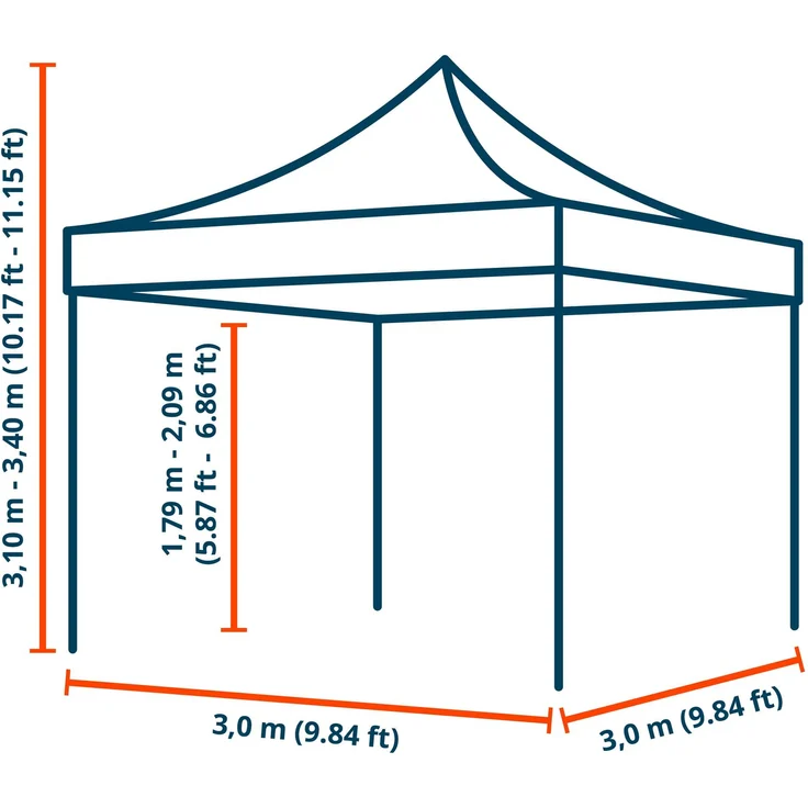 3x3 m Faltpavillon, PREMIUM Stahl 40mm, Seitenteile ohne Fenster, weiß – Bild 7