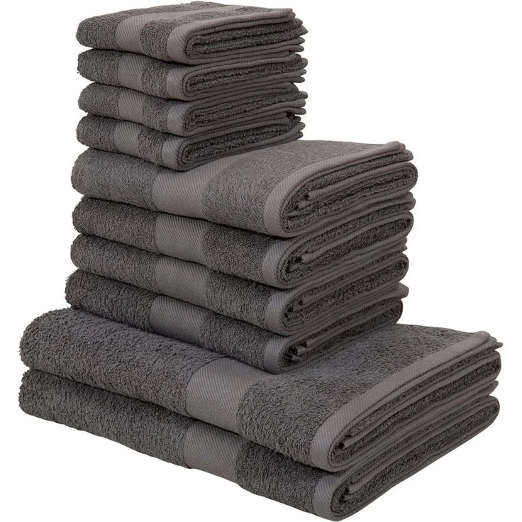 OTTO home Handtuch Set Melli, 2 Duschtücher 70x140, 4 Handtücher 50x100, 4 Gästetücher 30x50, Walkfrottee (Set, 10-St), Handtuchset in dezenten Farben mit Bordüre, 100% Baumwoll-Handtücher – Bild 1