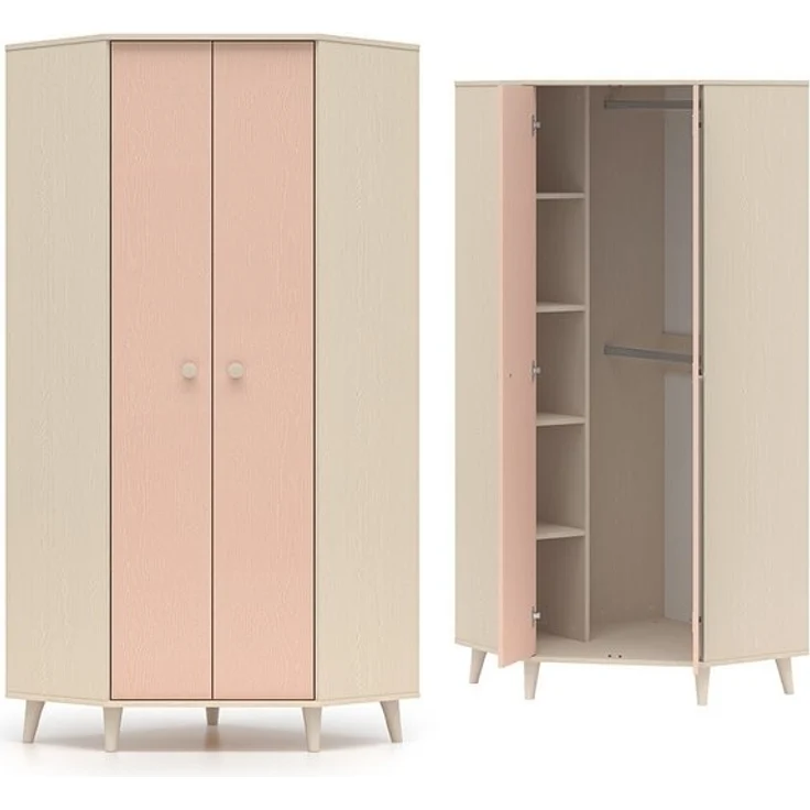 Lomadox Jugendzimmer-Set MODICA-131, (Sparset, 3-tlg, Eckschrank Bücherregal Regal), in sandbeige mit rosa, Softclose, fühlbare Oberfläche – Bild 4