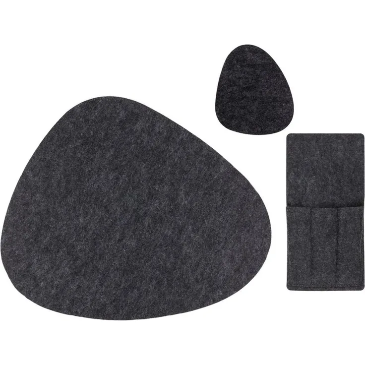 Tischset Kieselstein in grau und/oder anthrazit 3, 6.12tlg. aus Filz Platzset Single Anthrazit