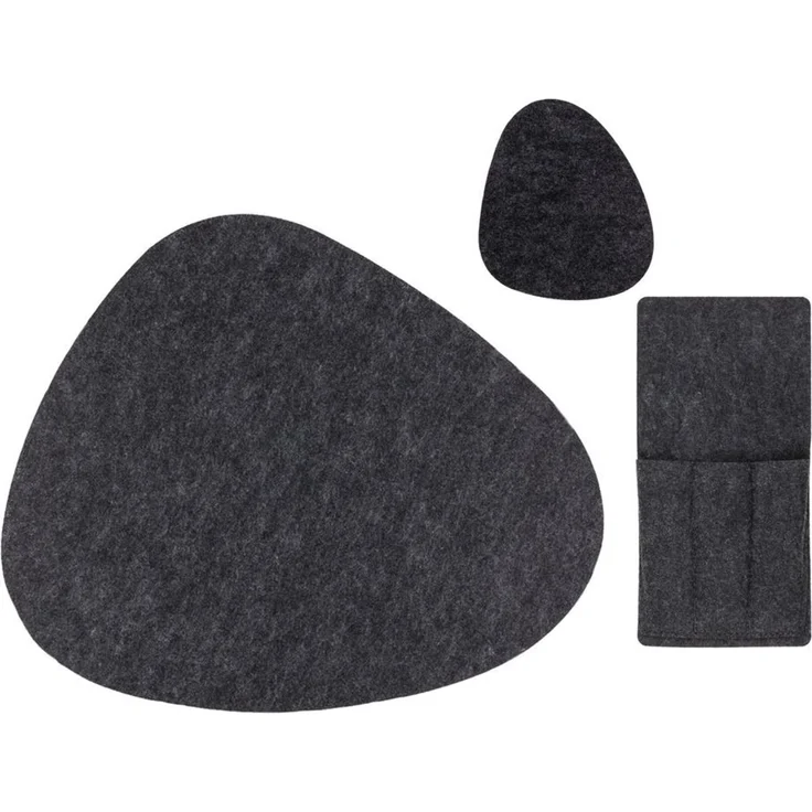 Tischset Kieselstein in grau und/oder anthrazit 3, 6.12tlg. aus Filz Platzset Single Anthrazit