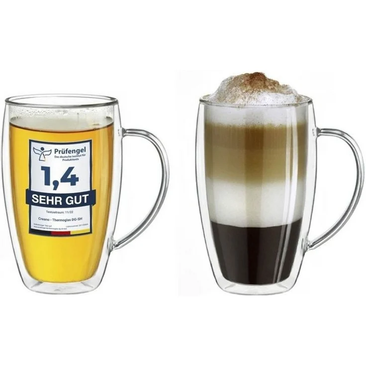 Creano Teeglas Thermoglas mit Henkel „DG-SHH“ 400 ml, 2er Set, Borosilikatglas, 2 Gläser – Bild 4