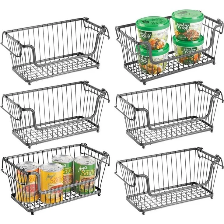 mDesign Ablagebox Drahtkorb Gitterbox Aufbewahrung Organizer 6er Set Metall Grau – Bild 9