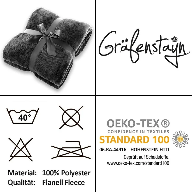 Wohndecke Kuscheldecke super weich & flauschig – warme Fleecedecke, Gräfenstayn, warme Wolldecke, Sofadecke & Tagesdecke - Überwurf Sofa, Couch – Bild 7