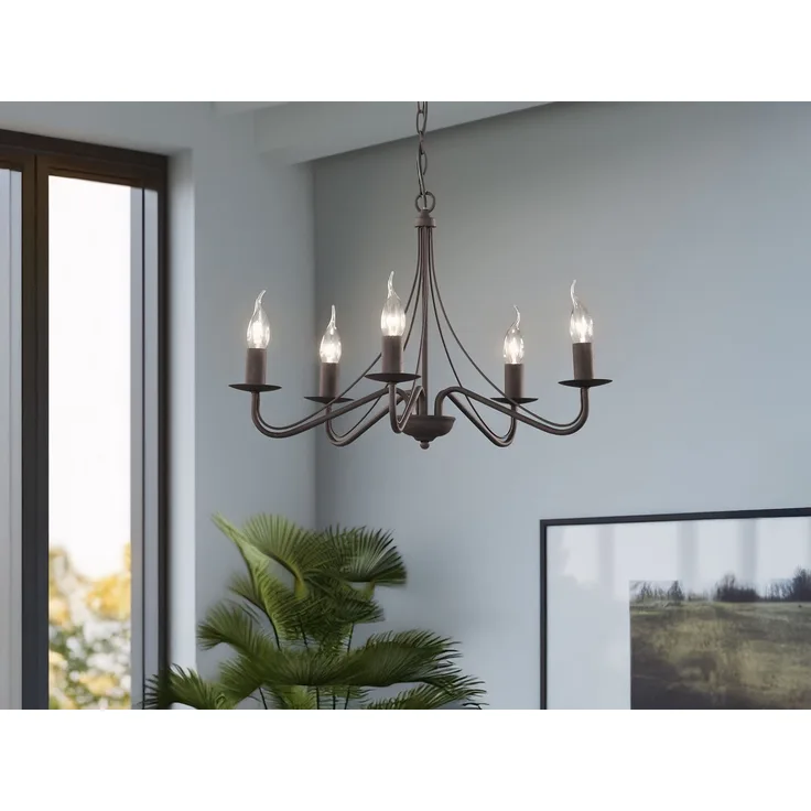 Kronleuchter COUNTRY Landhaus 5-flammig Metall in Rostoptik Ø 55cm