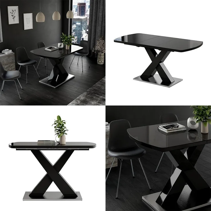 Esstisch Chinto Schwarz 120 x 80 cm ausziehbar Vicco – Bild 8