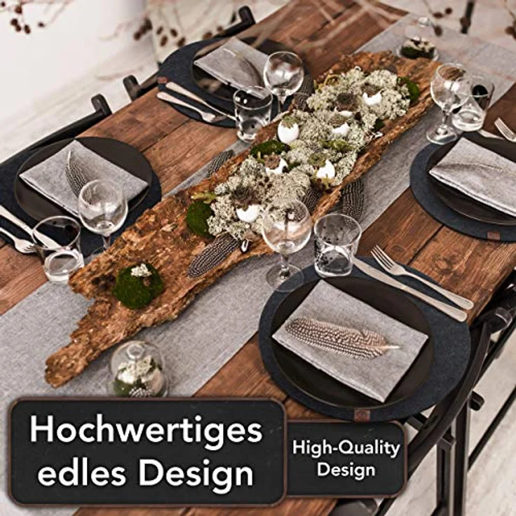 Loco Bird Platzset Tischset aus Filz, 6er Set Rechteckig, 38 cm Telleruntersetzer, (Tischset), abwischbare Tischuntersetzer Platzdeckchen – Bild 5