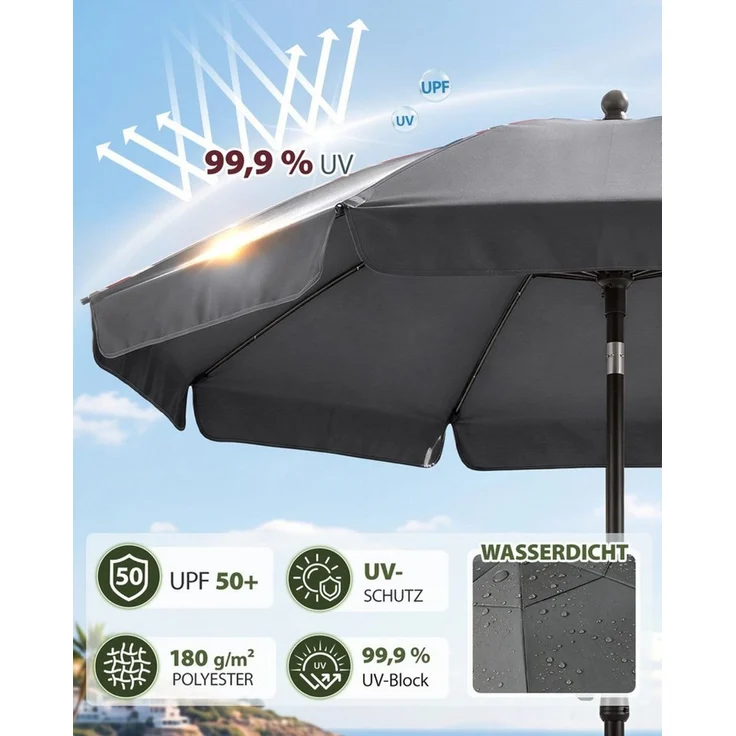SUNULA Sonnenschirm 180 cm Balkon Balkonschirm mit Schutzhülle Gartenschirm mit Knickbar, Gartenschirm Höhenverstellbarem, UPF 50+ UV-Schutz – Bild 4