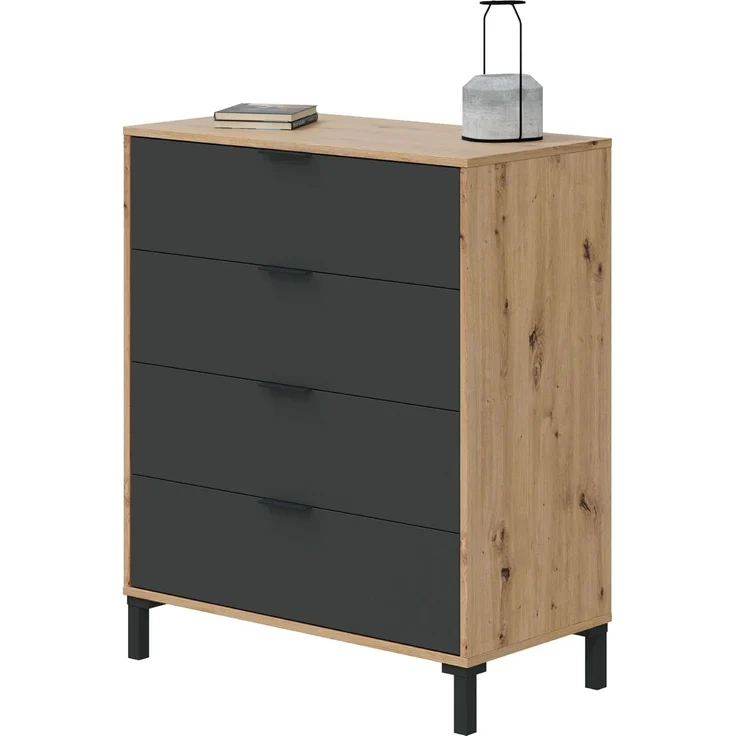 Habitdesign Kommode, Melamin Holz Aluminium, Mediano – Bild 1